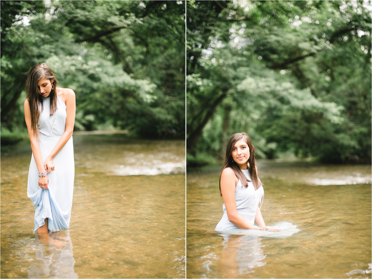 Chair in creek senior session inspiration 