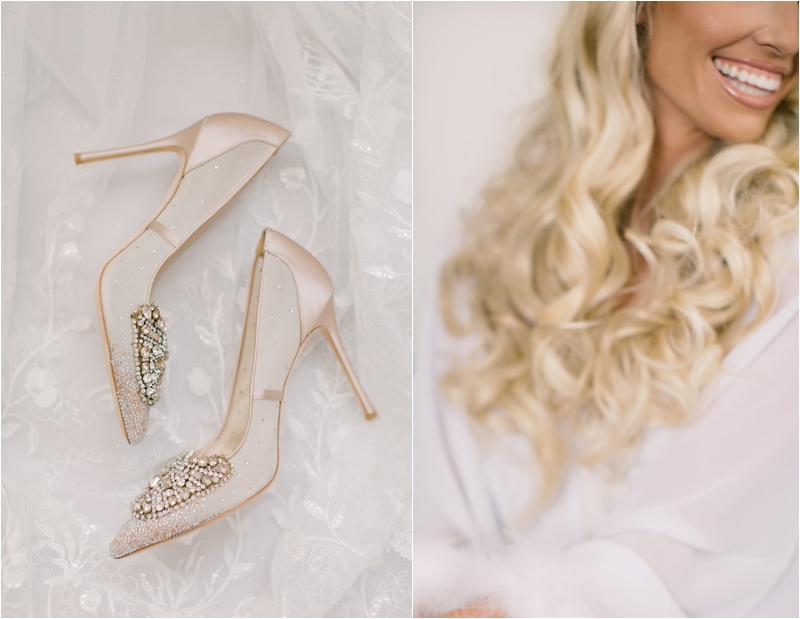 bride's blush wedding shoes