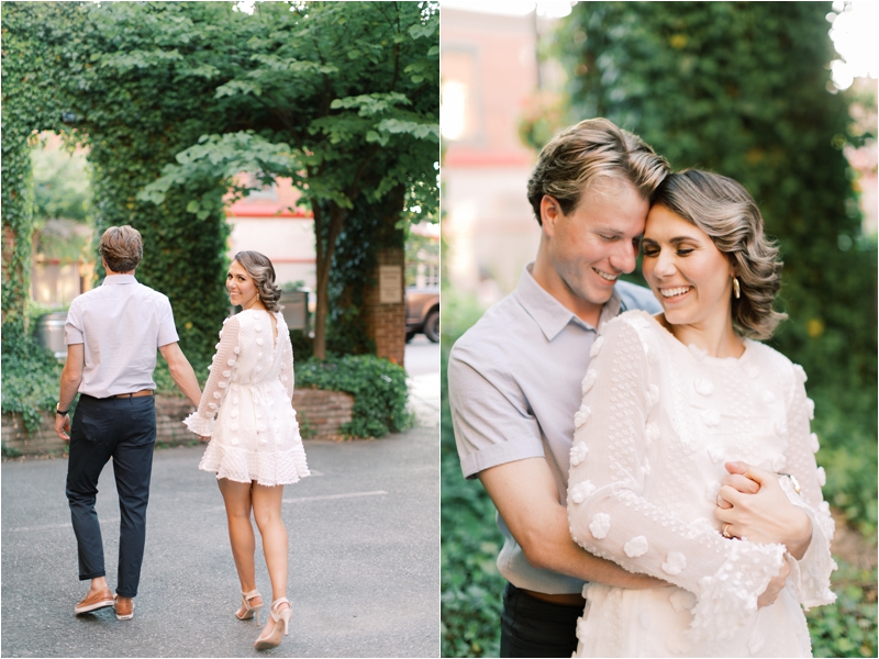bride and groom to-be laugh during engagement session in Lancaster PA