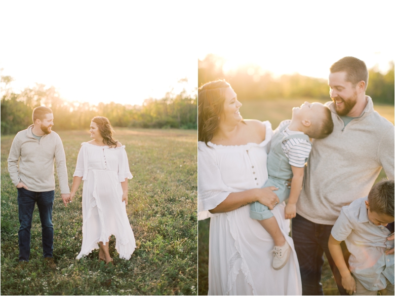 sunset family portraits in Pennsylvania for couple and their two sons
