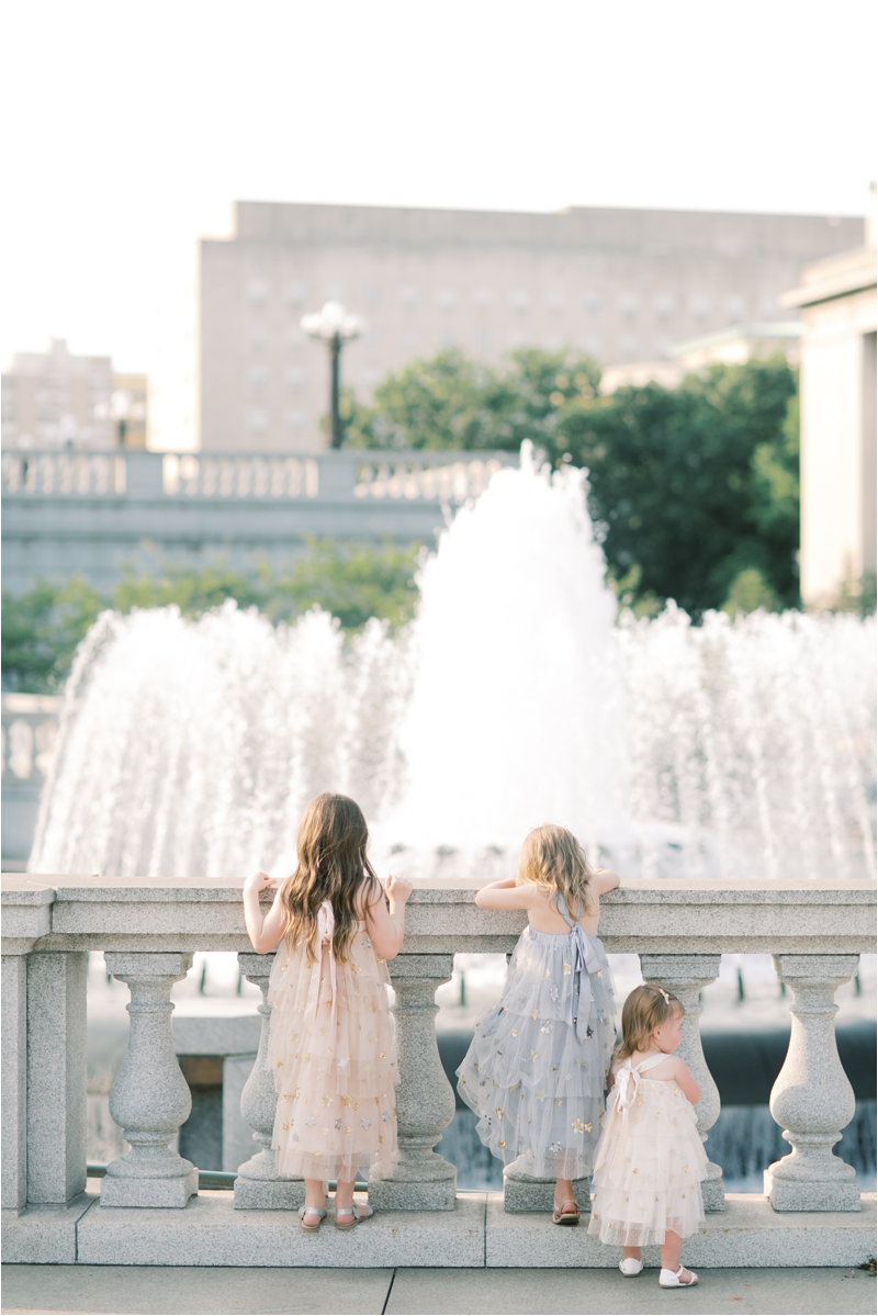 girls look at fountain in Harrisburg PA