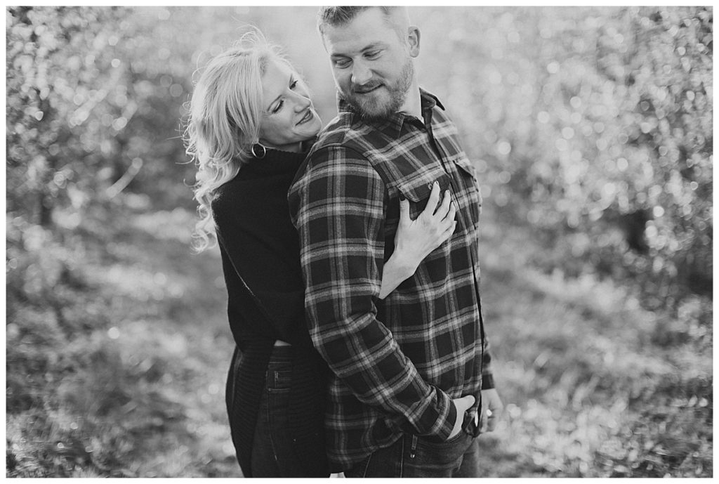 Apple Orchard photography ideas taken by Brianna Wilbur Photography. Pennsylvania photographer captures intimate engagement photos.