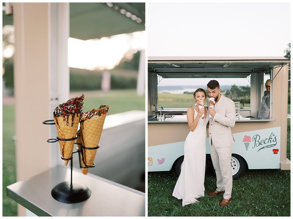 Pennsylvania photographer captures ice cream truck at wedding. 